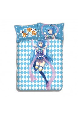Aqua-KonoSuba Japanese Anime Bed Blanket Duvet Cover with Pillow Covers