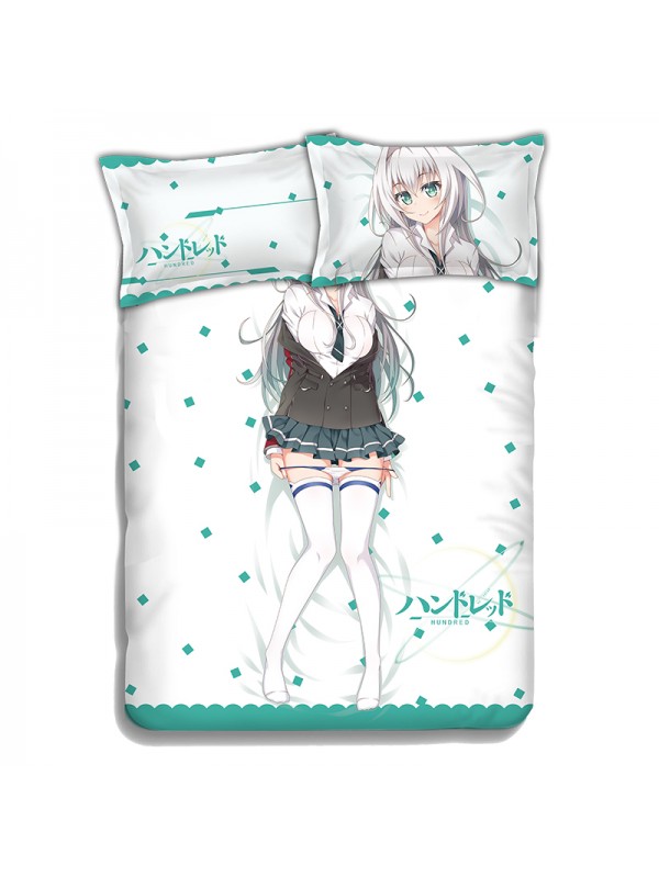 Emilia Hermit-Hundred Anime 4 Pieces Bedding Sets,Bed Sheet Duvet Cover with Pillow Covers