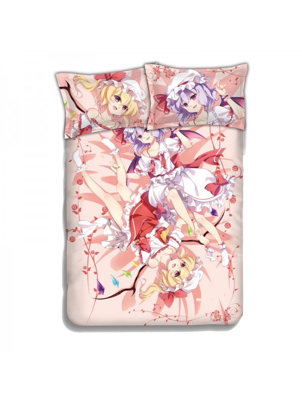 Flandre Scarlet Remilia Scarlet-Touhou Project Anime 4 Pieces Bedding Sets,Bed Sheet Duvet Cover