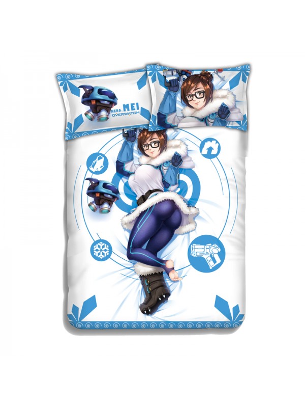 Mei - Overwatch Anime 4 Pieces Bedding Sets,Bed Sheet Duvet Cover with Pillow Covers