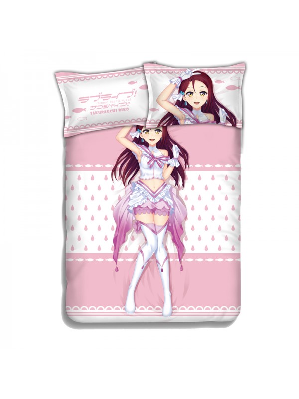 Sakurauchi Riko-LoveLive Sunshine Anime 4 Pieces Bedding Sets,Bed Sheet Duvet Cover with Pillow Covers