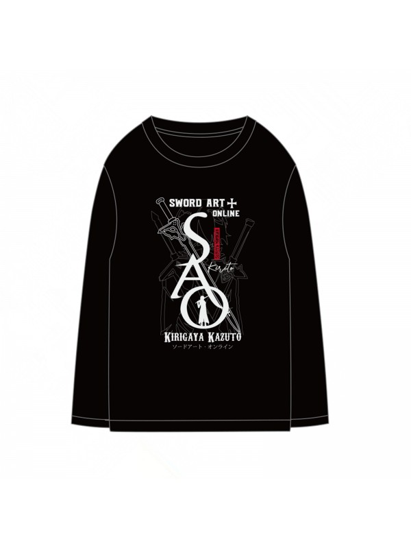 Kirigaya Kazuto Sword Art Online SAO Anime Long Sleeve T-shirts Cosplay Costume Black