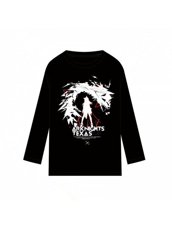 Unisex Rhodse Island Texas Arknights Anime Long Sleeve T-shirts Cosplay Costume Black