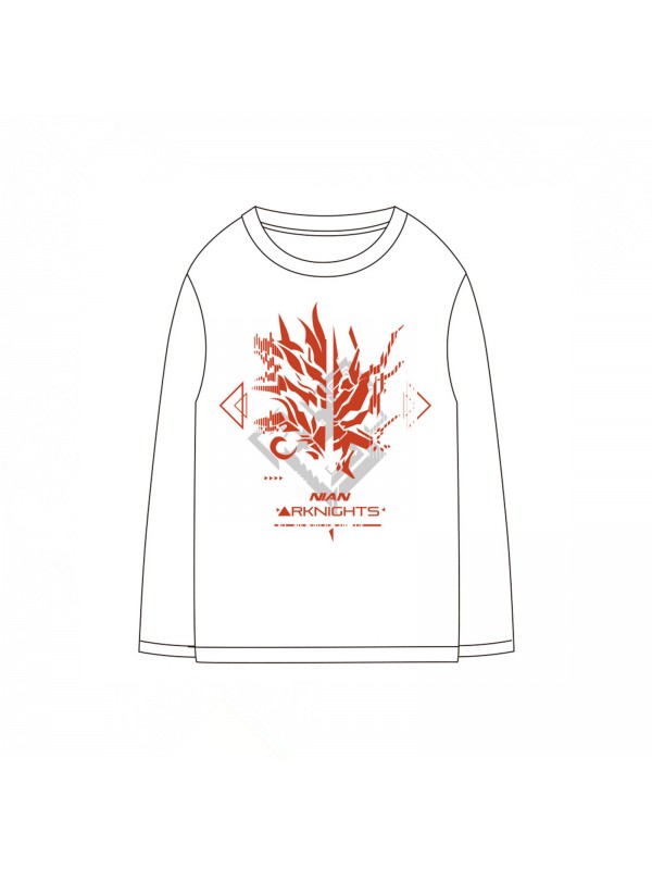 ARKNIGHTS NIAN 3D Printed Anime Long Sleeve T-shirts Costume White