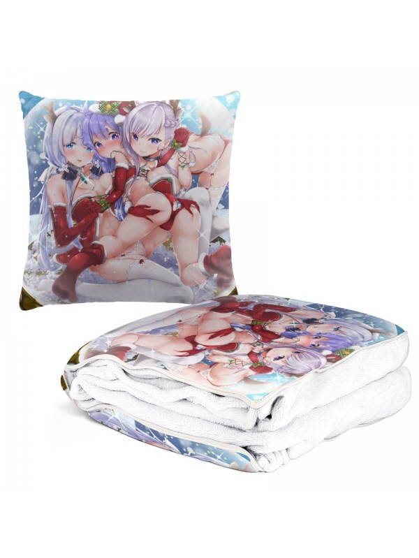 Tap Pillow Blanket Travel Set Anime 2-IN-1 Azur Lane Belfast 38x38/150x180