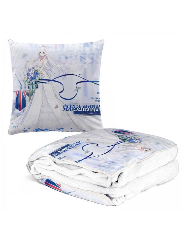 Welcome Airplane Pillow Blanket Anime 2-IN-1 Azur Lane Belfast 38x38/150x180