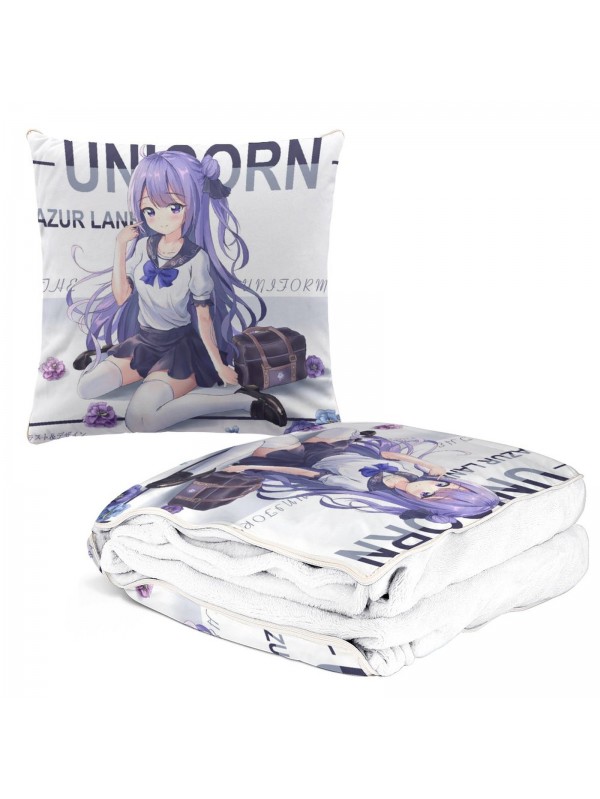 New Travel Pillow Blanket Anime 2 IN 1 Azur Lane Unicorn 38x38/150x180