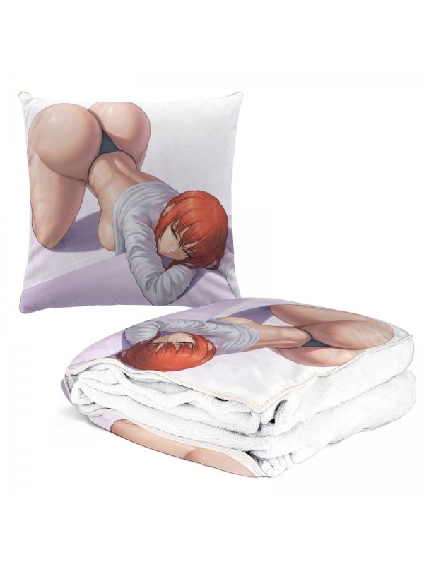 Fashion Anime 2-IN-1 Travel Blanket And Pillow Set Chainsaw Man Makima 38x38/150x180