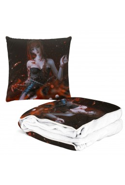 Best Anime 2-IN-1 Travel Blanket And Pillow Set Chainsaw Man Makima 38x38/150x180