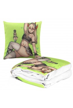 Funny Anime 2-IN-1 Travel Blanket And Pillow Set Chainsaw Man Power 38x38/150x180