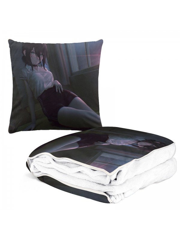 Discount Anime 2-IN-1 Travel Blanket And Pillow Set Chainsaw Man Reze 38x38/150x180