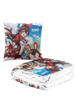 2023 Anime 2 IN 1 Travel Blanket And Pillow Set Genshin Impact Amber 38x38/150x180