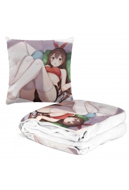 Sexy Anime 2 IN 1 Travel Blanket And Pillow Set Genshin Impact Amber 38x38/150x180