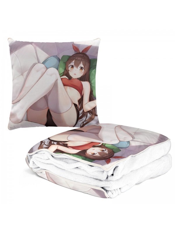 Sexy Anime 2 IN 1 Travel Blanket And Pillow Set Genshin Impact Amber 38x38/150x180