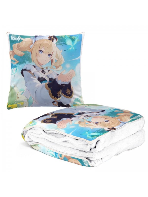 Soft Anime 2 IN 1 Travel Blanket And Pillow Set Genshin Impact Barbara 38x38/150x180