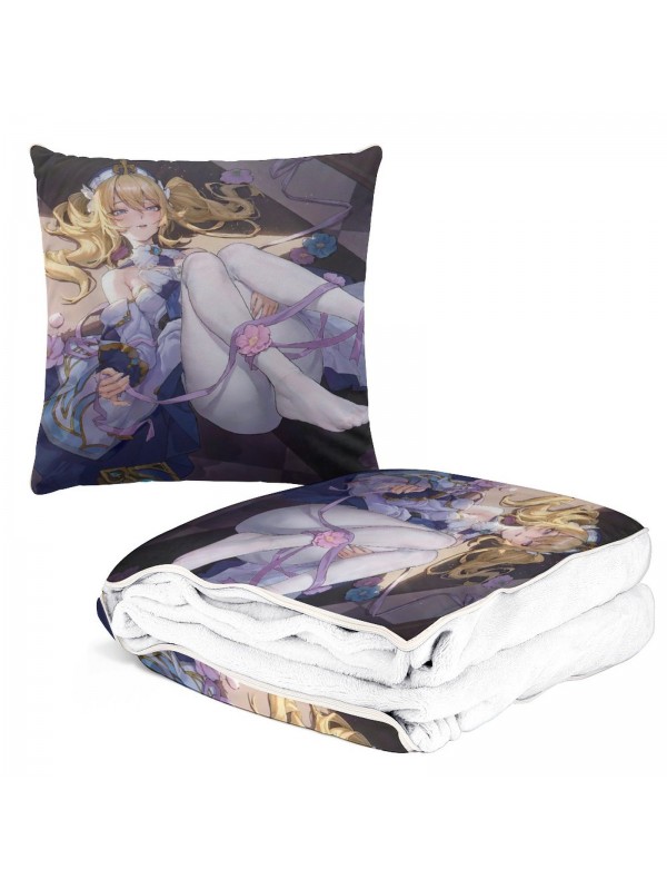 Durable Anime 2 IN 1 Travel Blanket And Pillow Set Genshin Impact Barbara 38x38/150x180