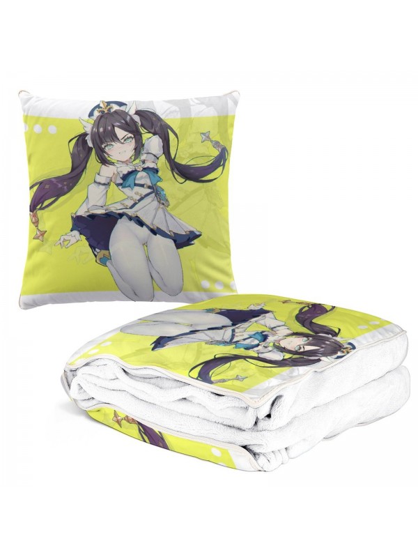 Custom Anime 2 IN 1 Travel Blanket And Pillow Set Genshin Impact Barbara 38x38/150x180