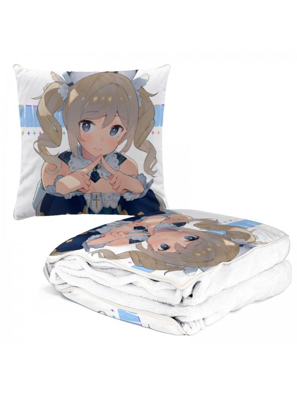 Clearance Anime 2 IN 1 Travel Blanket And Pillow Set Genshin Impact Barbara 38x38/150x180