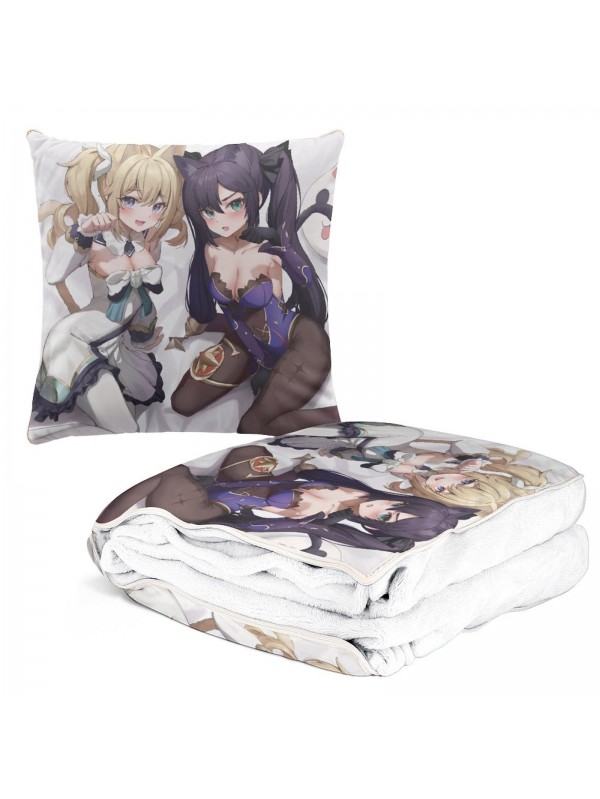 Feature Anime 2 IN 1 Travel Blanket And Pillow Set Genshin Impact Barbara 38x38/150x180