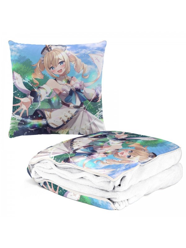 Limited Edition Anime 2 IN 1 Travel Blanket And Pillow Set Genshin Impact Barbara 38x38/150x180