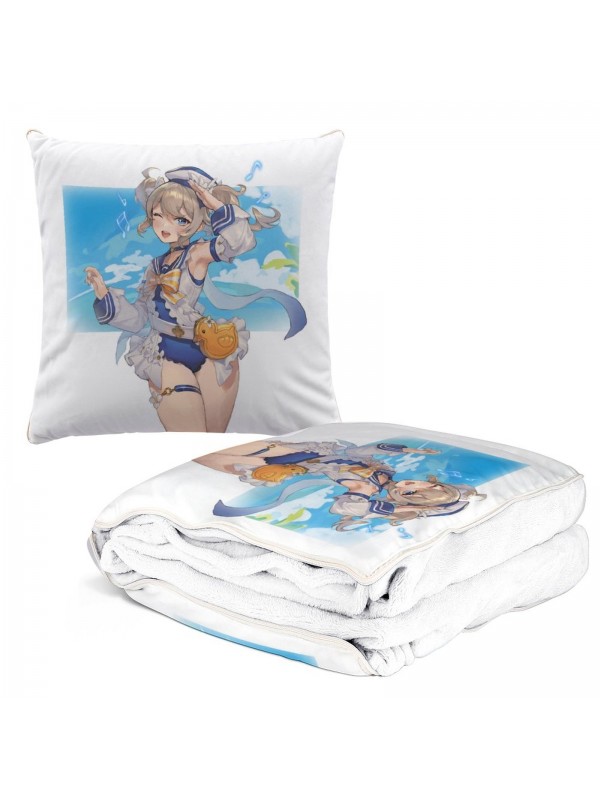 Premium Anime 2 IN 1 Travel Blanket And Pillow Set Genshin Impact Barbara 38x38/150x180