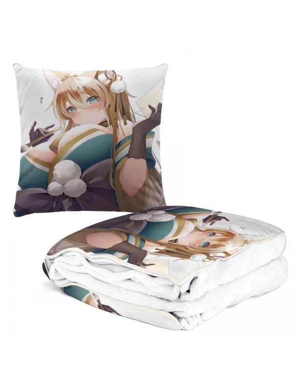 Discount Anime 2 IN 1 Travel Blanket And Pillow Set Genshin Impact Hina Gorou 38x38/150x180