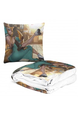 Fashion Anime 2 IN 1 Travel Blanket And Pillow Set Genshin Impact Hina Gorou 38x38/150x180