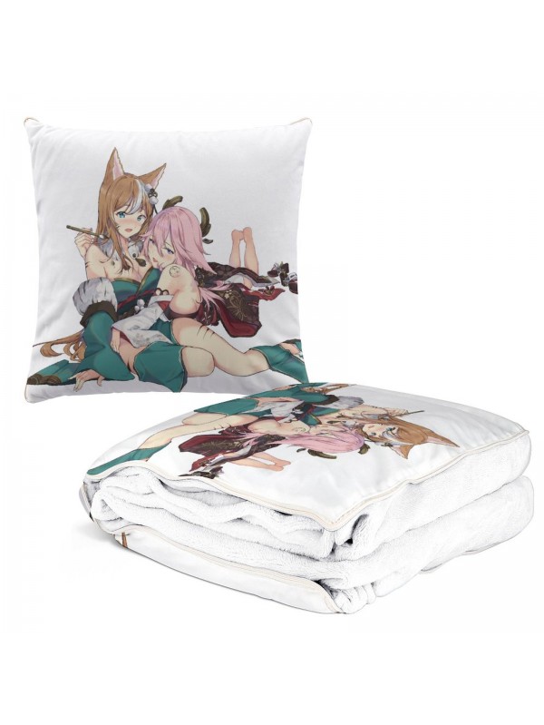 Sexy Anime 2 IN 1 Travel Blanket And Pillow Set Genshin Impact Hina Gorou 38x38/150x180