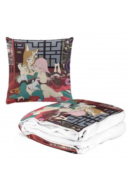 Best Anime 2 IN 1 Travel Blanket And Pillow Set Genshin Impact Hina Gorou 38x38/150x180