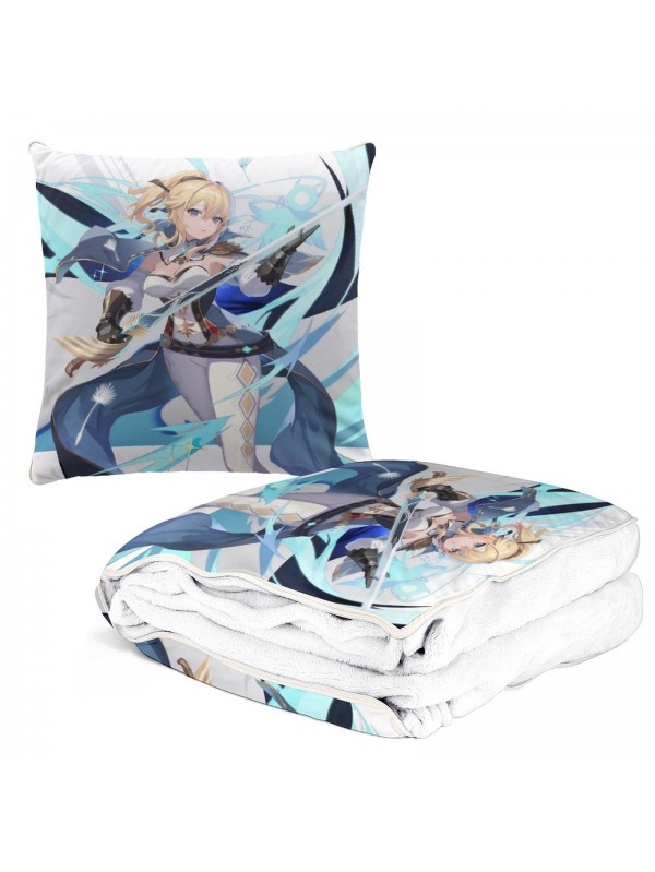 New Anime 2 IN 1 Travel Blanket And Pillow Set Genshin Impact Jean 38x38/150x180