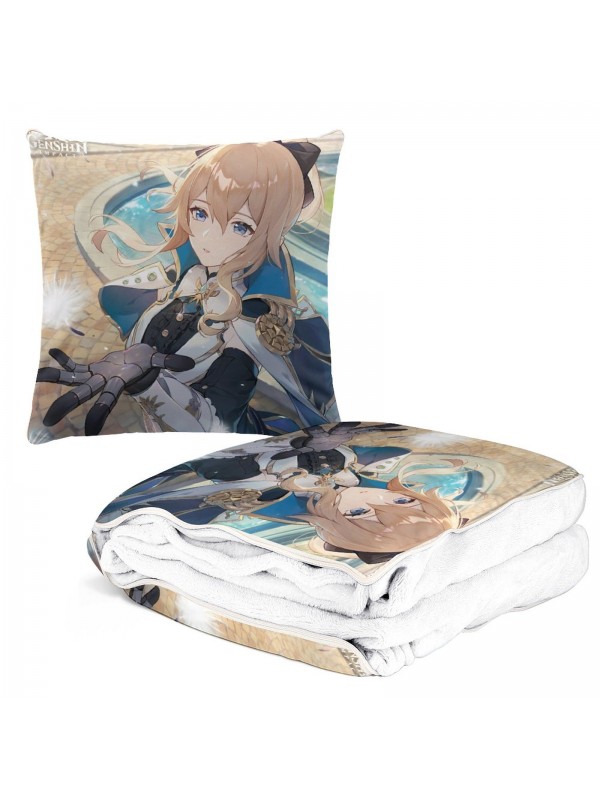Funny Anime 2 IN 1 Travel Blanket And Pillow Set Genshin Impact Jean 38x38/150x180