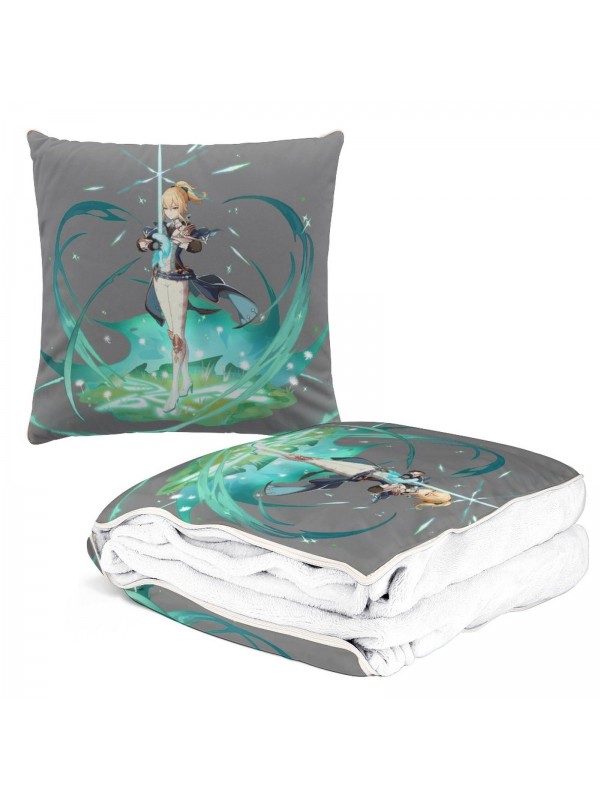 Custom Anime 2 IN 1 Travel Blanket And Pillow Set Genshin Impact Jean 38x38/150x180