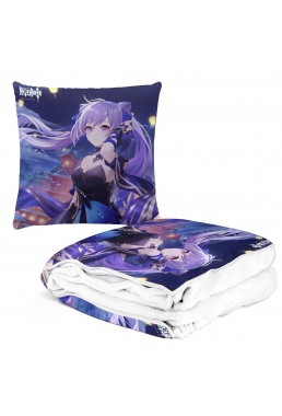 New Anime 2 IN 1 Travel Blanket And Pillow Set Genshin Impact Keqing 38x38/150x180