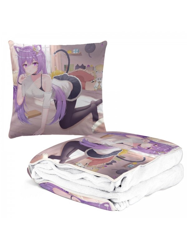 Cheap Anime 2 IN 1 Travel Blanket And Pillow Set Genshin Impact Keqing 38x38/150x180