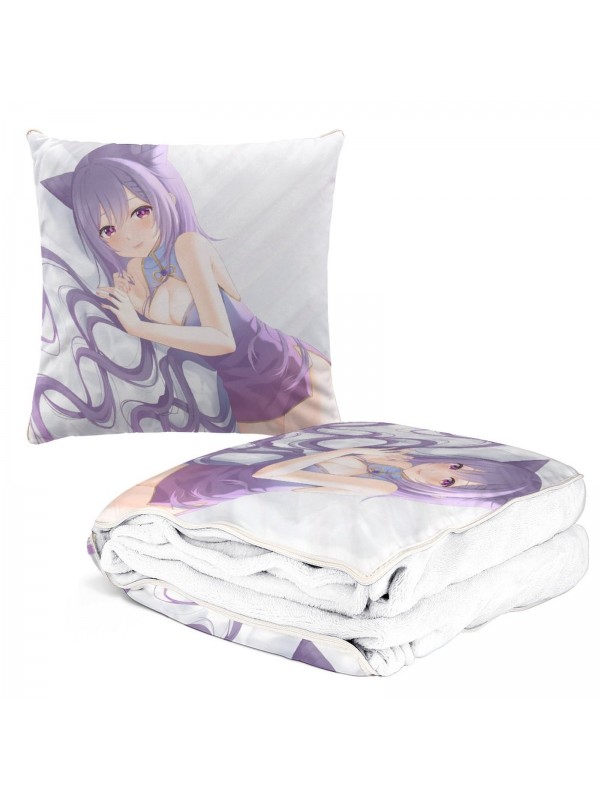 Welcome Anime 2 IN 1 Travel Blanket And Pillow Set Genshin Impact Keqing 38x38/150x180