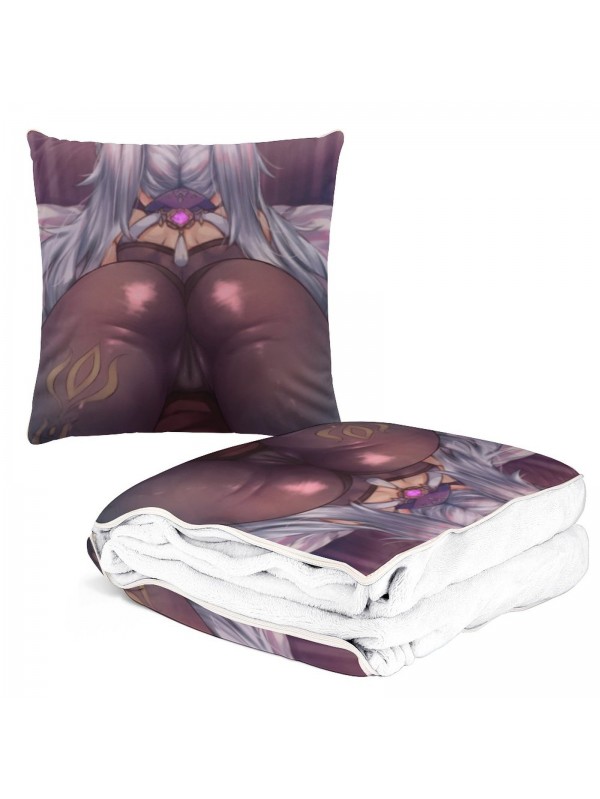 Hot Sale Anime 2 IN 1 Travel Blanket And Pillow Set Genshin Impact Keqing 38x38/150x180