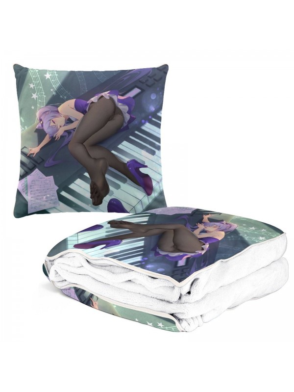 Unique Anime 2 IN 1 Travel Blanket And Pillow Set Genshin Impact Keqing 38x38/150x180