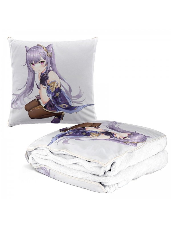Feature Anime 2 IN 1 Travel Blanket And Pillow Set Genshin Impact Keqing 38x38/150x180