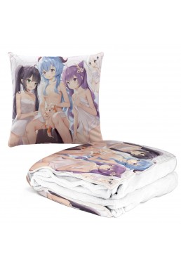 Durable Anime 2 IN 1 Travel Blanket And Pillow Set Genshin Impact Keqing 38x38/150x180