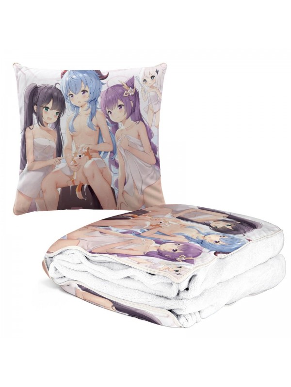 Durable Anime 2 IN 1 Travel Blanket And Pillow Set Genshin Impact Keqing 38x38/150x180