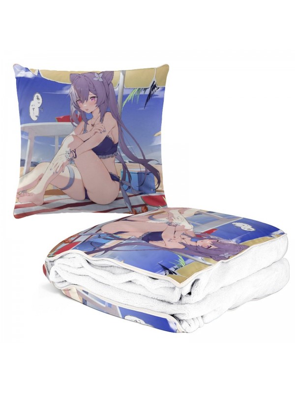 Discount Anime 2 IN 1 Travel Blanket And Pillow Set Genshin Impact Keqing 38x38/150x180