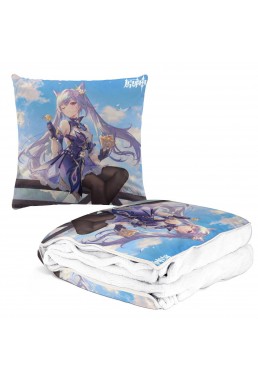 Fashion Anime 2 IN 1 Travel Blanket And Pillow Set Genshin Impact Keqing 38x38/150x180