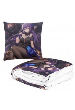Sexy Anime 2 IN 1 Travel Blanket And Pillow Set Genshin Impact Keqing 38x38/150x180