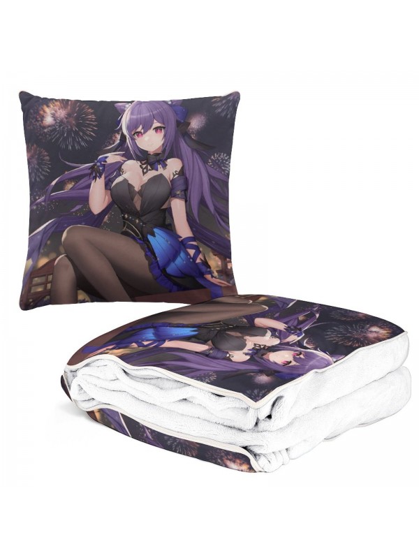 Sexy Anime 2 IN 1 Travel Blanket And Pillow Set Genshin Impact Keqing 38x38/150x180