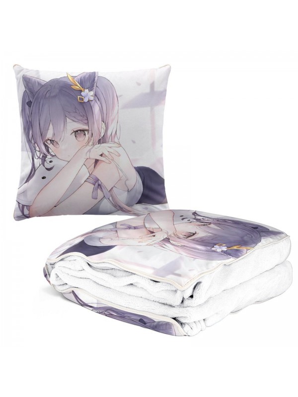 Best Anime 2 IN 1 Travel Blanket And Pillow Set Genshin Impact Keqing 38x38/150x180