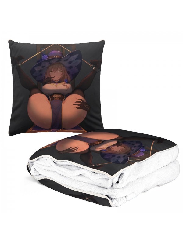 Fashion Anime 2 IN 1 Travel Blanket And Pillow Set Genshin Impact Lisa 38x38/150x180