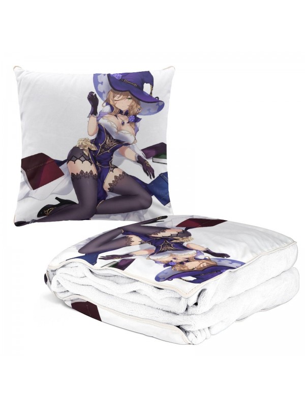 Custom Anime 2 IN 1 Travel Blanket And Pillow Set Genshin Impact Lisa 38x38/150x180