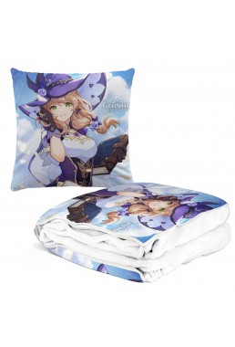 Coolest Anime 2 IN 1 Travel Blanket And Pillow Set Genshin Impact Lisa 38x38/150x180