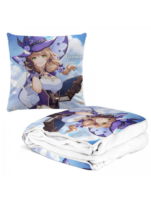 Coolest Anime 2 IN 1 Travel Blanket And Pillow Set Genshin Impact Lisa 38x38/150x180