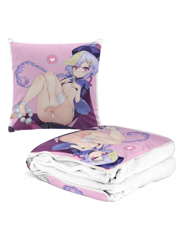 Wholesale Anime 2 IN 1 Travel Blanket And Pillow Set Genshin Impact Qiqi 38x38/150x180